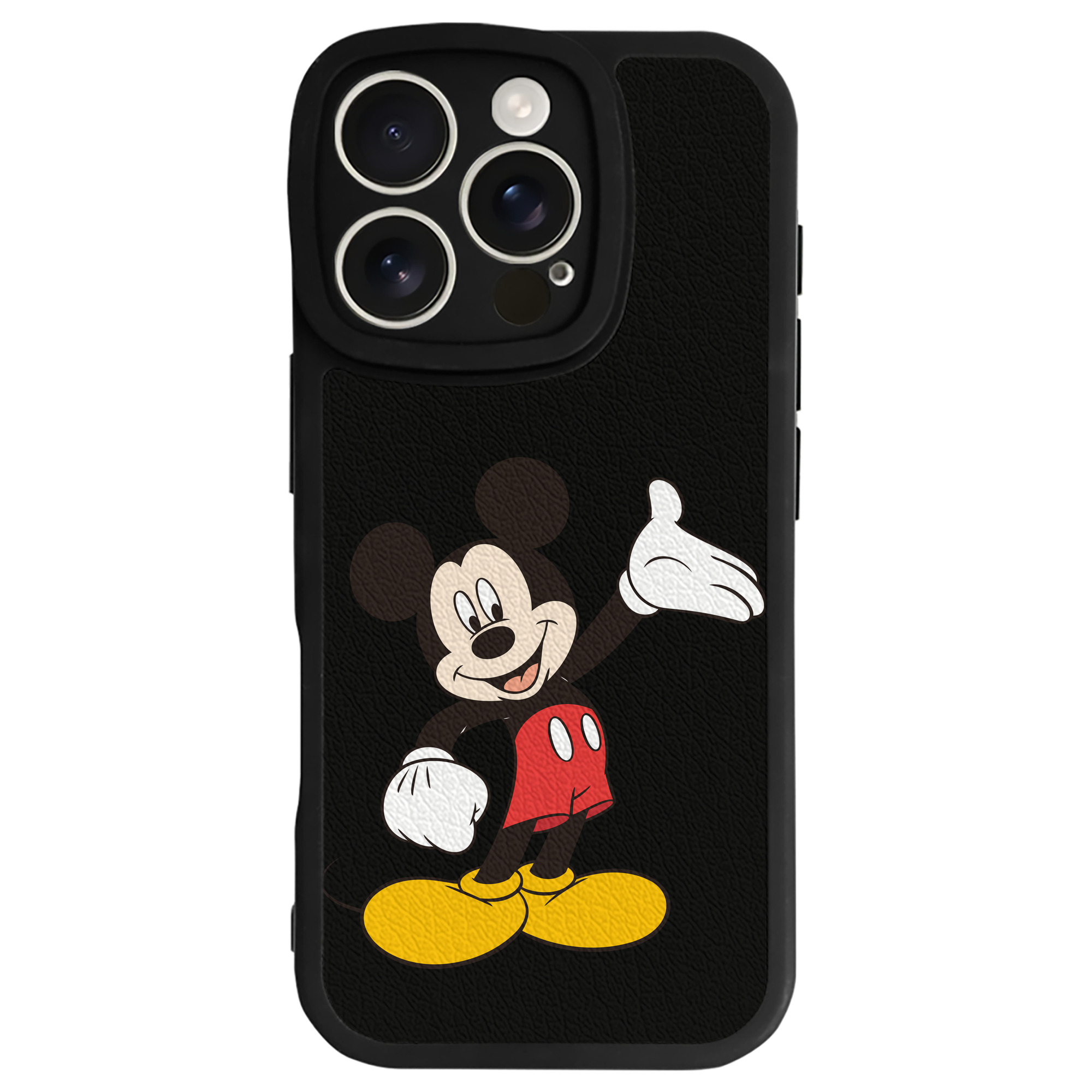 （画像用） ミッキーマウス Mickey Mouse 【iPhone 16シリーズ対応】シリコンスマホケース（レザー調） 材質：シリコン